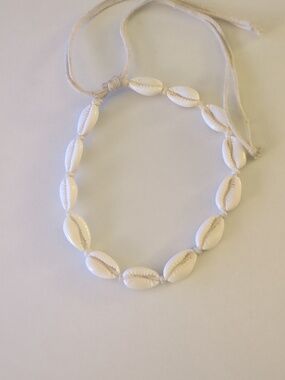 Handmade White Shell Beaded Bracelet with Adjustable Cord